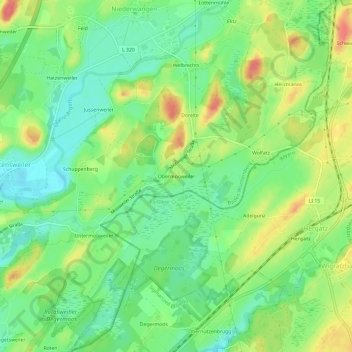 Obermooweiler topographic map, elevation, terrain