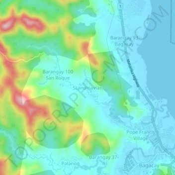 Scandinavian topographic map, elevation, terrain