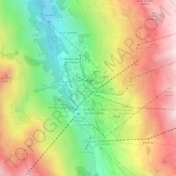Les Ménuires topographic map, elevation, terrain