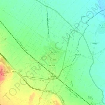 Cortes topographic map, elevation, terrain
