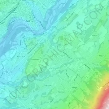 Castion topographic map, elevation, terrain