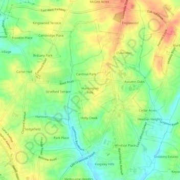 Huntington Hills topographic map, elevation, terrain