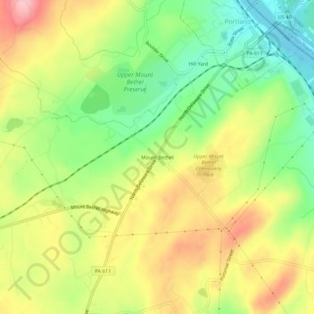 Mount Bethel topographic map, elevation, terrain