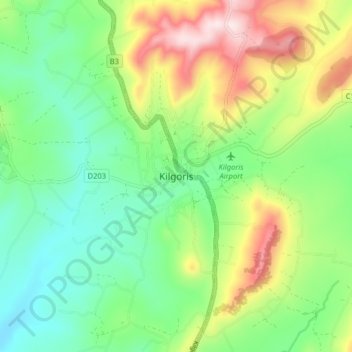 Kilgoris topographic map, elevation, terrain