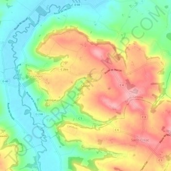 Gauran topographic map, elevation, terrain