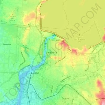 Represa topographic map, elevation, terrain