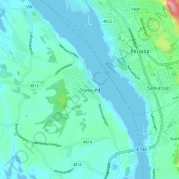Storasund topographic map, elevation, terrain