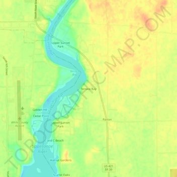 Terrace Bay topographic map, elevation, terrain