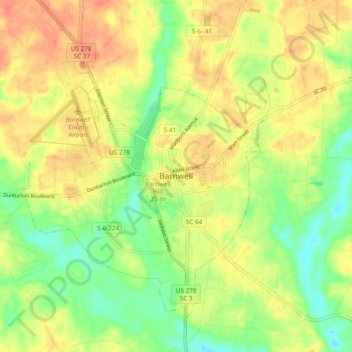 Barnwell topographic map, elevation, terrain