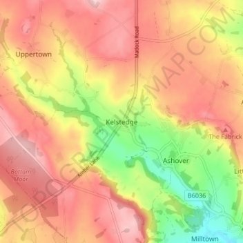 Kelstedge topographic map, elevation, terrain