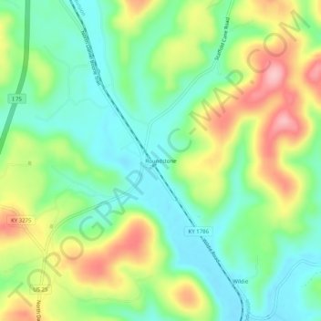 Roundstone topographic map, elevation, terrain