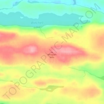 Misquah Hills topographic map, elevation, terrain