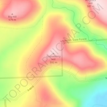 Gooseberry Hill topographic map, elevation, terrain