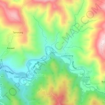 Coplo topographic map, elevation, terrain
