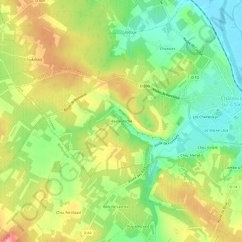 Haute Roche topographic map, elevation, terrain