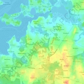 Kernours topographic map, elevation, terrain