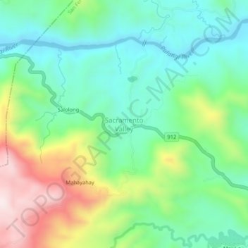 Sacramento Valley topographic map, elevation, terrain