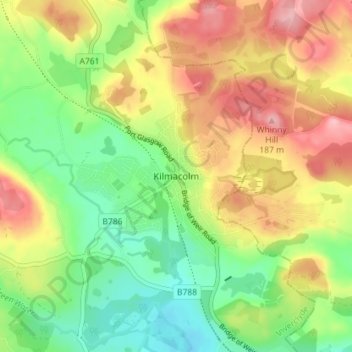 Kilmacolm topographic map, elevation, terrain