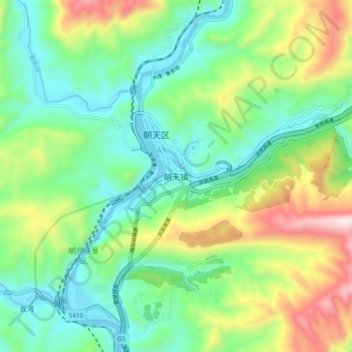 朝天镇 topographic map, elevation, terrain