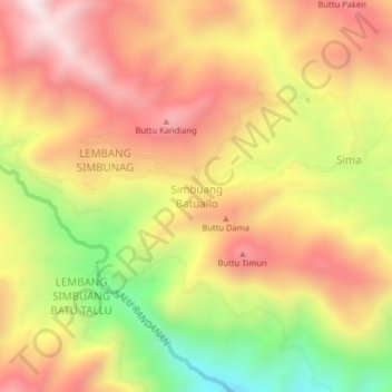 Simbuang Batuallo topographic map, elevation, terrain