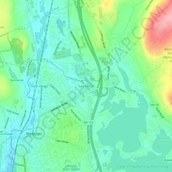 East Village topographic map, elevation, terrain