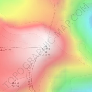 Muztagh Ata topographic map, elevation, terrain