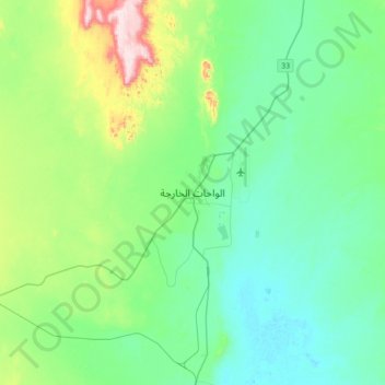 Al Kharja Oases topographic map, elevation, terrain