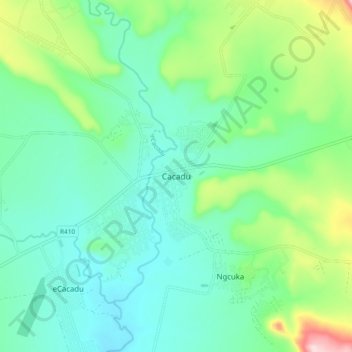 Cacadu topographic map, elevation, terrain