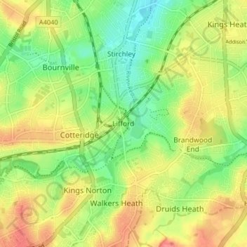 Lifford topographic map, elevation, terrain