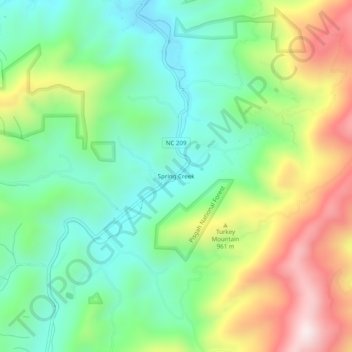Spring Creek topographic map, elevation, terrain
