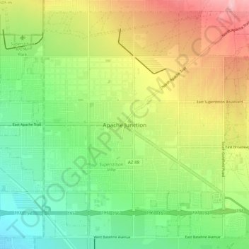 Apache Junction topographic map, elevation, terrain