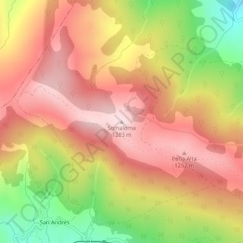 Somaloma topographic map, elevation, terrain