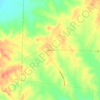 Columbus topographic map, elevation, terrain