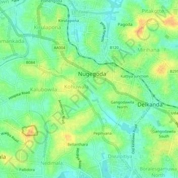 Balapokuna topographic map, elevation, terrain