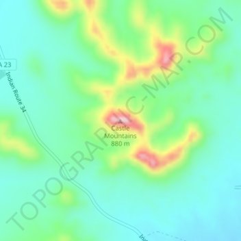 Castle Mountains topographic map, elevation, terrain