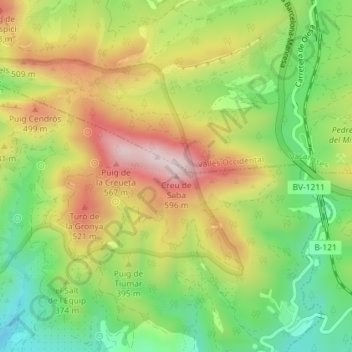 Creu de Saba topographic map, elevation, terrain