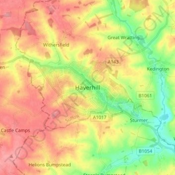 Haverhill topographic map, elevation, terrain