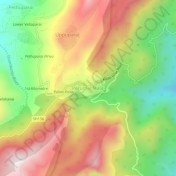 Perumal Malai topographic map, elevation, terrain