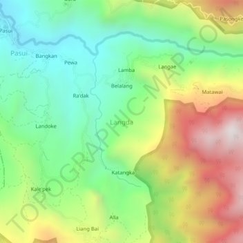 Langda topographic map, elevation, terrain