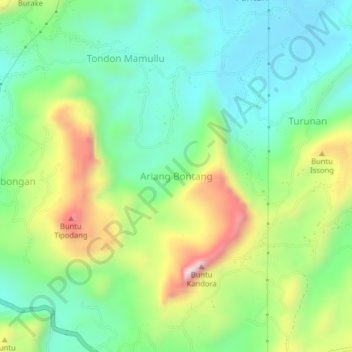 Ariang Bontang topographic map, elevation, terrain