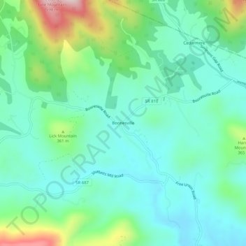 Boonesville topographic map, elevation, terrain