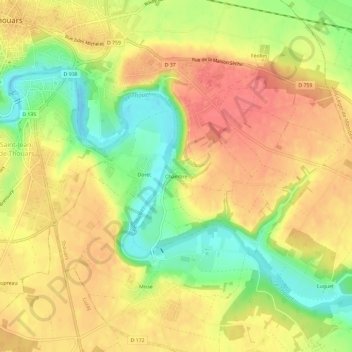 Chambre topographic map, elevation, terrain