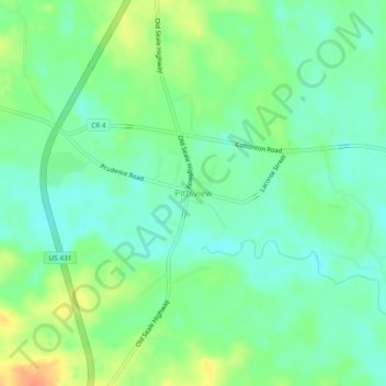 Pittsview topographic map, elevation, terrain