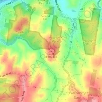 South (Fifth) Hill topographic map, elevation, terrain