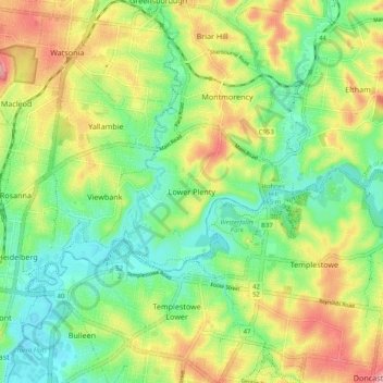 Lower Plenty topographic map, elevation, terrain