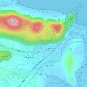 Porres topographic map, elevation, terrain