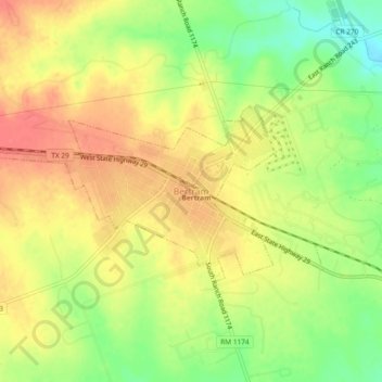 Bertram topographic map, elevation, terrain