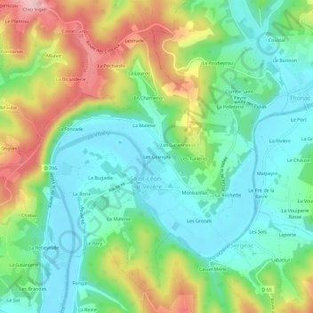 Les Granges topographic map, elevation, terrain