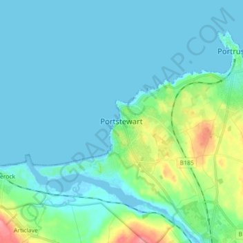 Portstewart topographic map, elevation, terrain