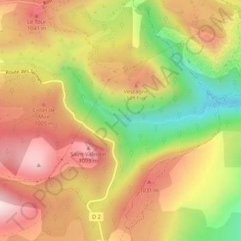 Cascade de Vescagne topographic map, elevation, terrain